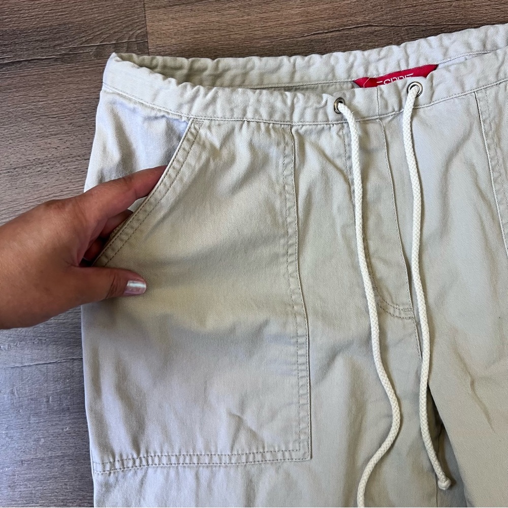 Vintage 90s Y2K Esprit Women's Drawstring Khaki Wide Leg Chino Pants Size Medium - Picture 3 of 6